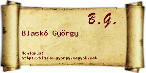 Blaskó György névjegykártya