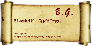 Blaskó György névjegykártya